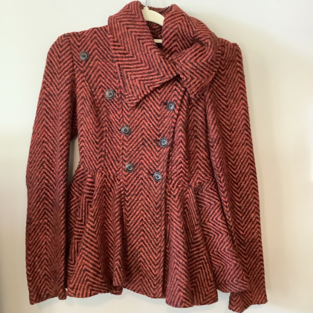 Free people Patricia chevron peplum jacket size 0